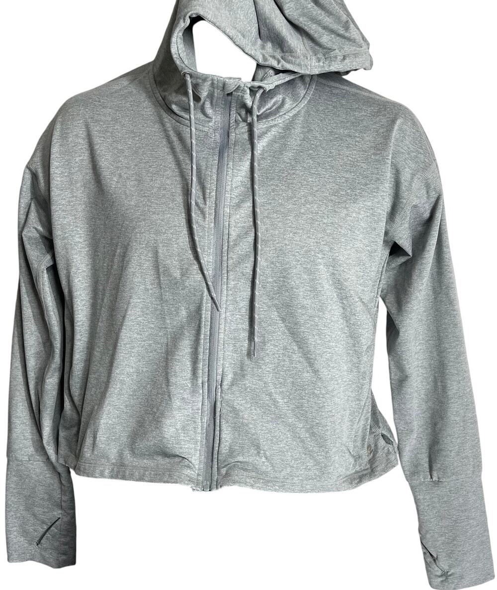 Road Runner Hoodie Women Size L Gray Full Zip Perfect Fit Athleisure Active